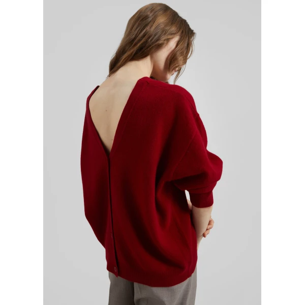 The Frankie Shop Lachen Double-Sided Wool Cardigan - Red - Oversized Minimalist Knitwear in Red - Shop at Luxury Shoes 