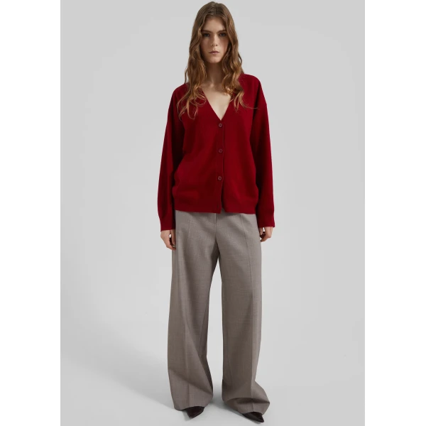 The Frankie Shop Lachen Double-Sided Wool Cardigan - Red - Oversized Minimalist Knitwear in Red - Shop at Luxury Shoes 