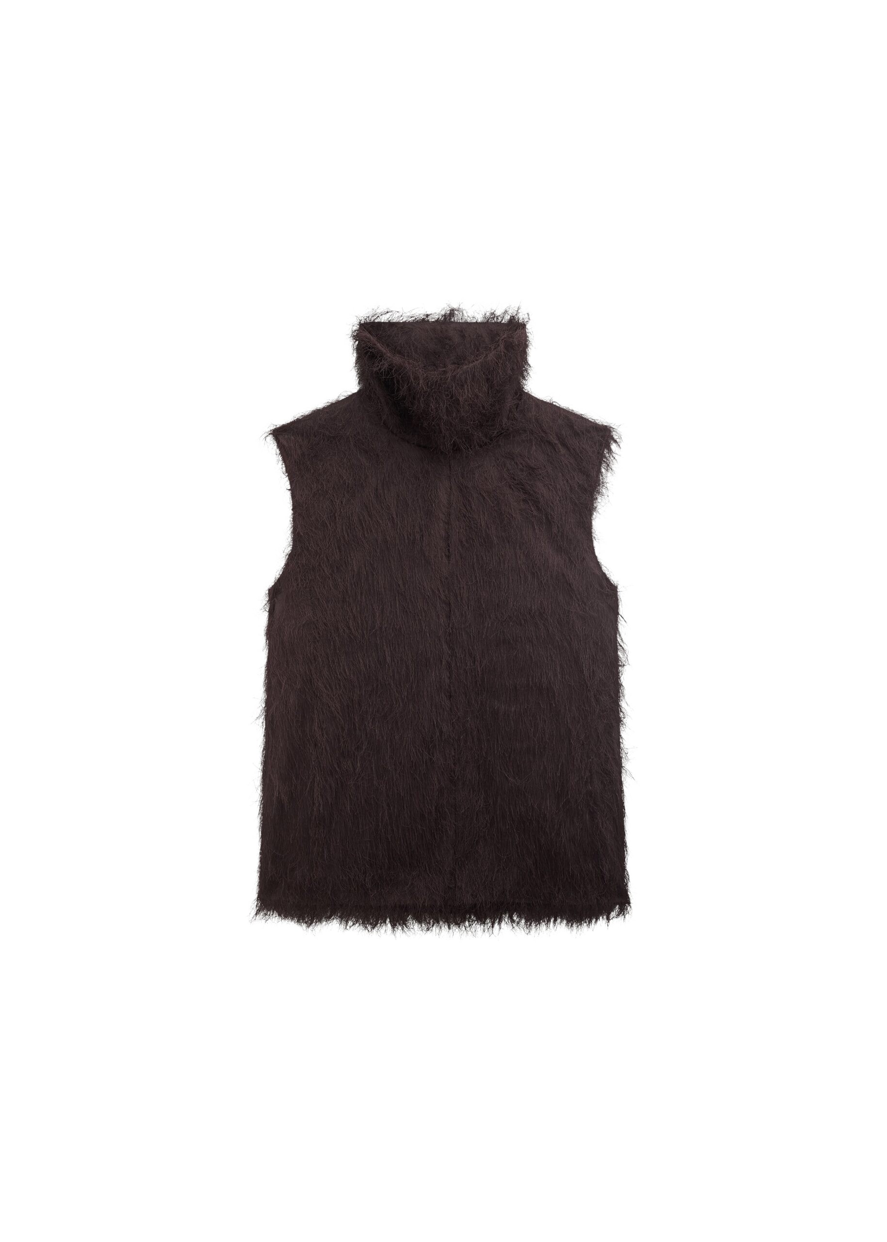 The Frankie Shop Lancy Fringed Funnel Neck Dress – Dark Brown