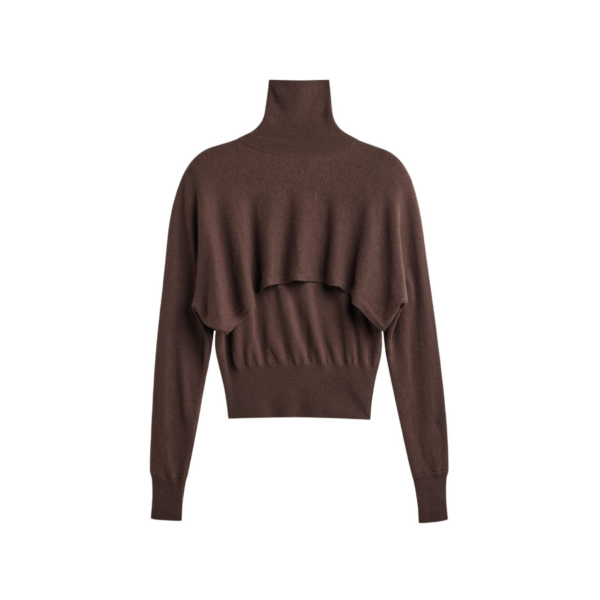 The Frankie Shop Lausanne Cashmere Detachable Layered Knit Set - Brown - Oversized Minimalist Knitwear in Brown - Shop at Luxury Shoes 