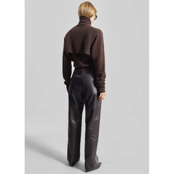 The Frankie Shop Lausanne Cashmere Detachable Layered Knit Set - Brown - Oversized Minimalist Knitwear in Brown - Shop at Luxury Shoes 