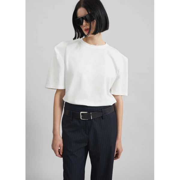 The Frankie Shop Laval Sculpted Sleeve T-Shirt - White - Oversized Minimalist Tops in White - Shop at Luxury Shoes 