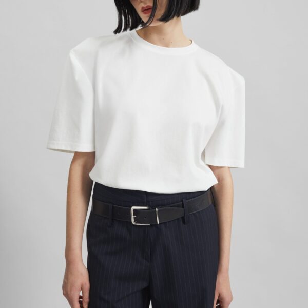 The Frankie Shop Laval Sculpted Sleeve T-Shirt – White Top, view 3