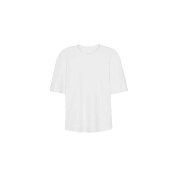 The Frankie Shop Laval Sculpted Sleeve T-Shirt - White - Oversized Minimalist Tops in White - Shop at Luxury Shoes 