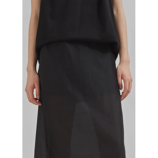 The Frankie Shop Lenore Semi Sheer Midi Skirt - Black - Oversized Minimalist Skirts in Black - Shop at Luxury Shoes 