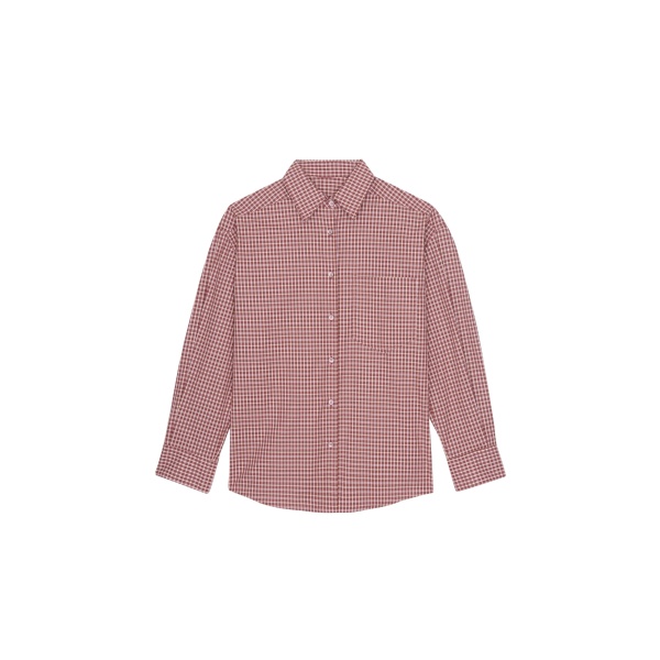 The Frankie Shop Lesja Cotton Shirt - Checked Red - Oversized Minimalist Tops in Red - Shop at Luxury Shoes 