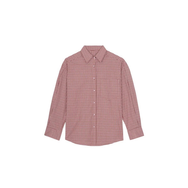 The Frankie Shop Lesja Cotton Shirt - Checked Red - Oversized Minimalist Tops in Red - Shop at Luxury Shoes 
