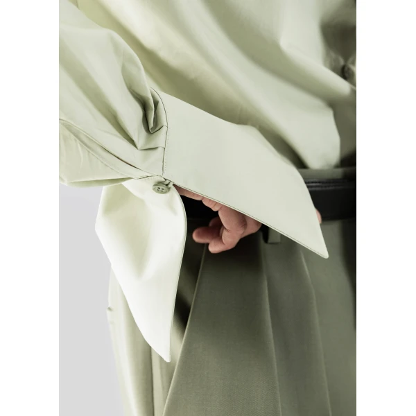 The Frankie Shop Leuven Padded Shirt - Sage - Oversized Minimalist Tops in Green - Shop at Luxury Shoes 