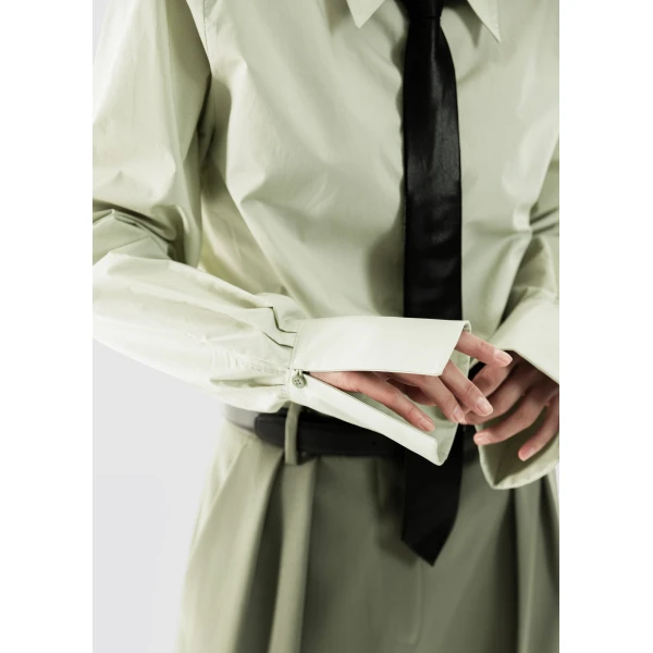 The Frankie Shop Leuven Padded Shirt - Sage - Oversized Minimalist Tops in Green - Shop at Luxury Shoes 