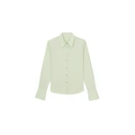 The Frankie Shop Leuven Padded Shirt - Sage - Oversized Minimalist Tops in Green - Shop at Luxury Shoes 