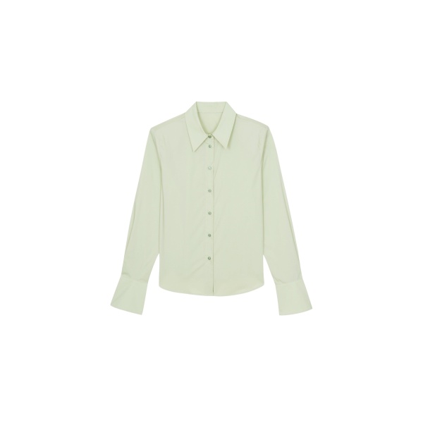 The Frankie Shop Leuven Padded Shirt - Sage - Oversized Minimalist Tops in Green - Shop at Luxury Shoes 