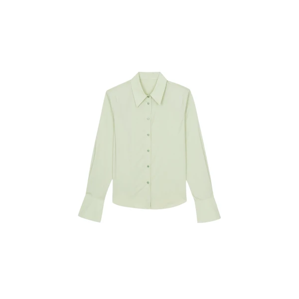 The Frankie Shop Leuven Padded Shirt - Sage - Oversized Minimalist Tops in Green - Shop at Luxury Shoes 