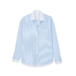 The Frankie Shop Lienz Double Shirt - Blue/White Stripe - Oversized Minimalist Tops in Blue - Shop at Luxury Shoes 