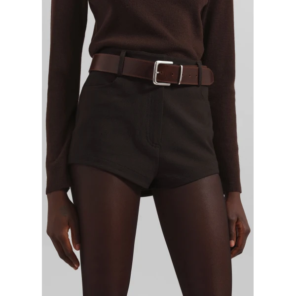The Frankie Shop Loen Hot Pants - Brown - Oversized Minimalist Pants in Brown - Shop at Luxury Shoes 