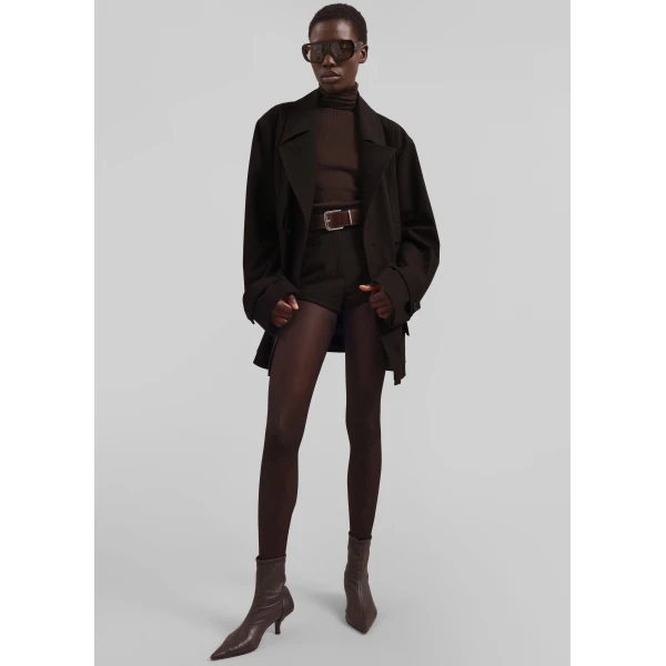 The Frankie Shop Loen Hot Pants - Brown - Oversized Minimalist Pants in Brown - Shop at Luxury Shoes 