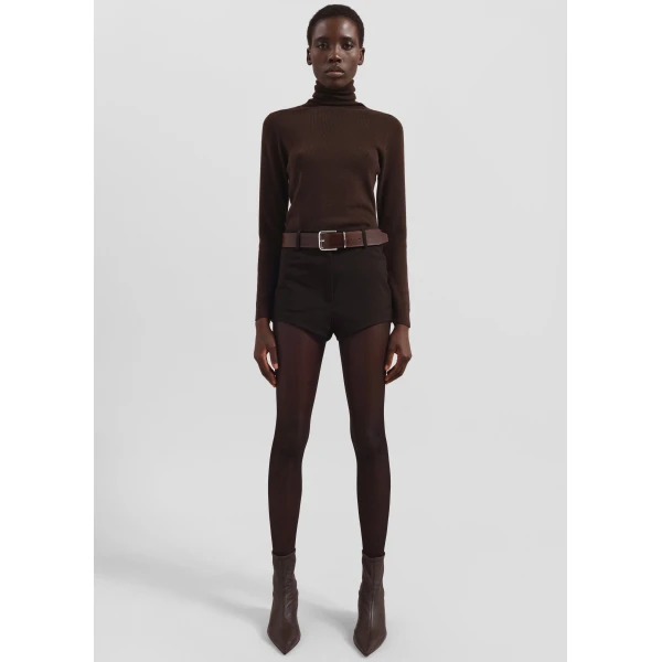 The Frankie Shop Loen Hot Pants - Brown - Oversized Minimalist Pants in Brown - Shop at Luxury Shoes 