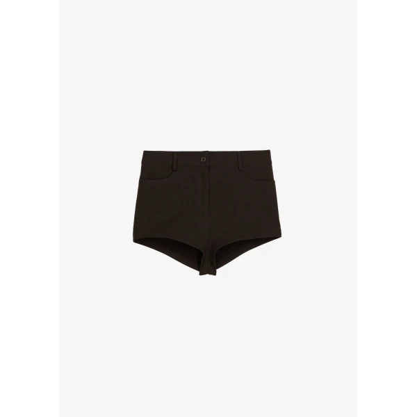 The Frankie Shop Loen Hot Pants - Brown - Oversized Minimalist Pants in Brown - Shop at Luxury Shoes 
