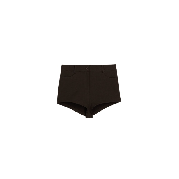The Frankie Shop Loen Hot Pants - Brown - Oversized Minimalist Pants in Brown - Shop at Luxury Shoes 