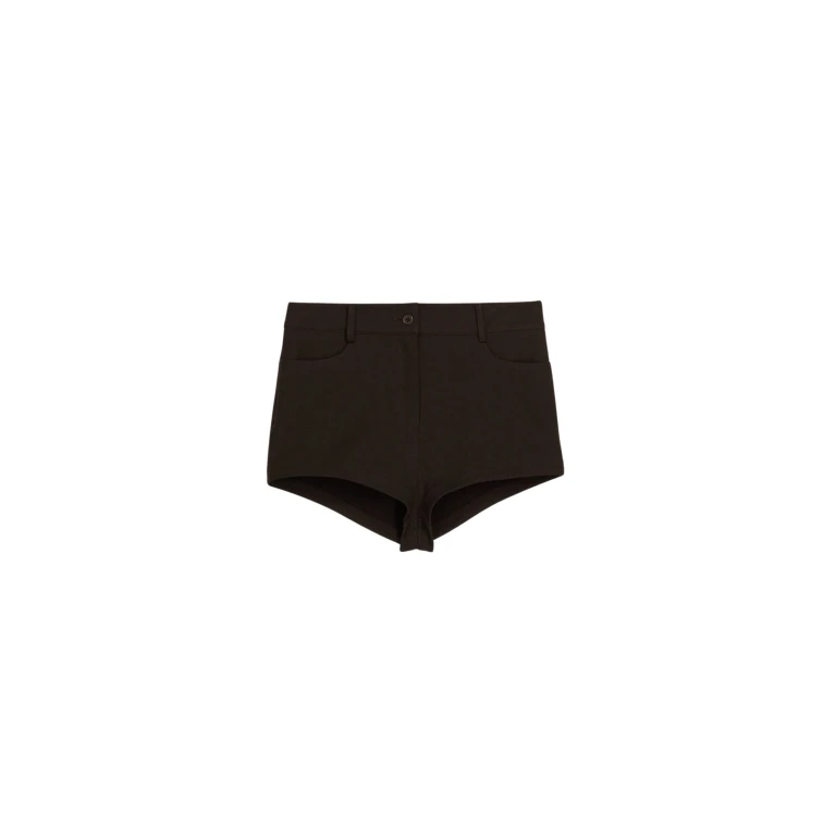 The Frankie Shop Loen Hot Pants - Brown - Oversized Minimalist Pants in Brown - Shop at Luxury Shoes 