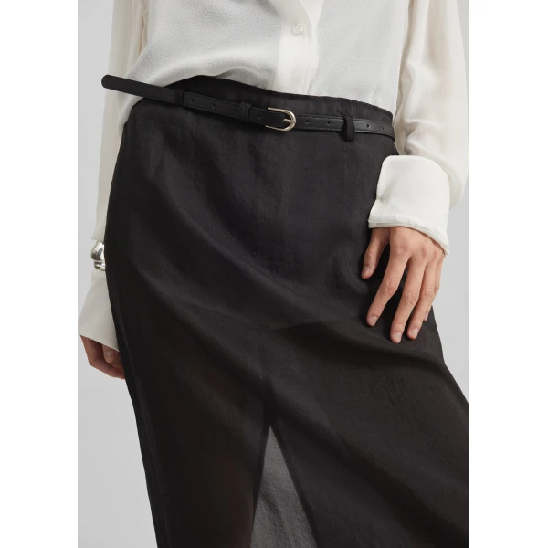 The Frankie Shop Lolai Sheer Lace Skirt - Black - Oversized Minimalist Skirts in Black - Shop at Luxury Shoes 