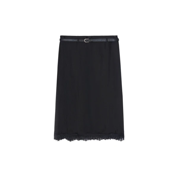The Frankie Shop Lolai Sheer Lace Skirt - Black - Oversized Minimalist Skirts in Black - Shop at Luxury Shoes 