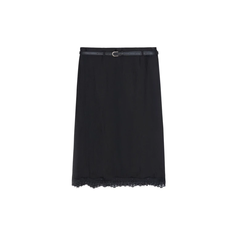 The Frankie Shop Lolai Sheer Lace Skirt - Black - Oversized Minimalist Skirts in Black - Shop at Luxury Shoes 