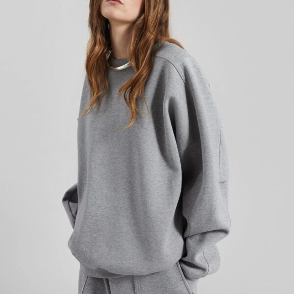 The Frankie Shop Lonay Balloon Sleeve Sweatshirt – Grey Top, view 4