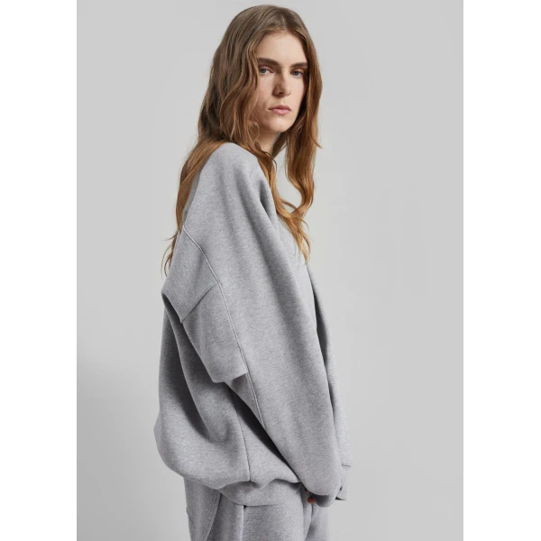 The Frankie Shop Lonay Balloon Sleeve Sweatshirt - Grey - Oversized Minimalist Tops in Grey - Shop at Luxury Shoes 