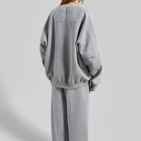 The Frankie Shop Lonay Balloon Sleeve Sweatshirt – Grey Top, view 8