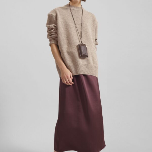 The Frankie Shop Loray Satin Midi Skirt – Burgundy, view 2