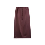 The Frankie Shop Loray Satin Midi Skirt - Burgundy - Oversized Minimalist Skirts in Red - Shop at Luxury Shoes 