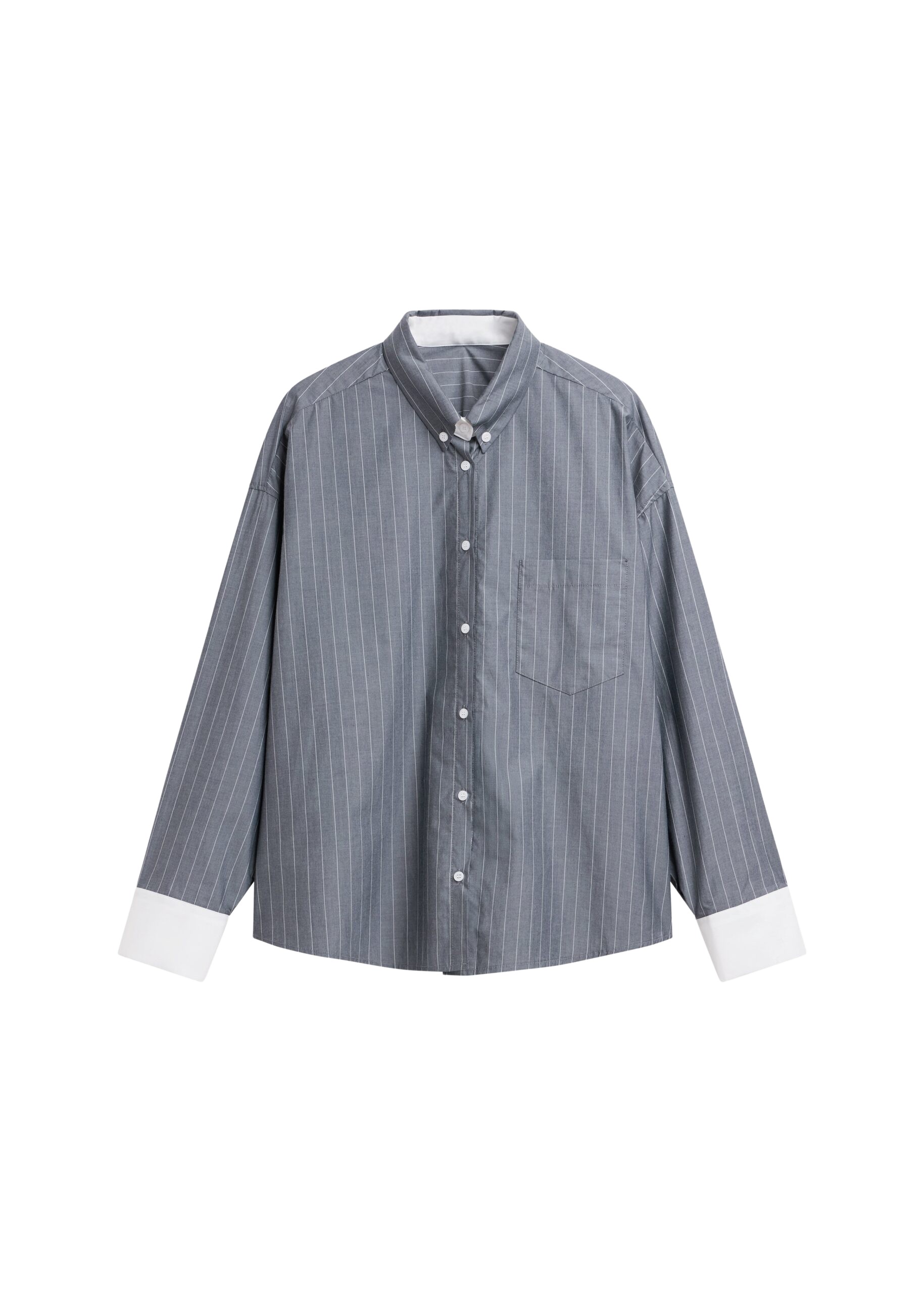 The Frankie Shop Lorna Shirt – Grey/White Pinstripe