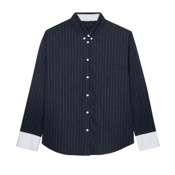 The Frankie Shop Lorna Shirt – Navy/White Pinstripe