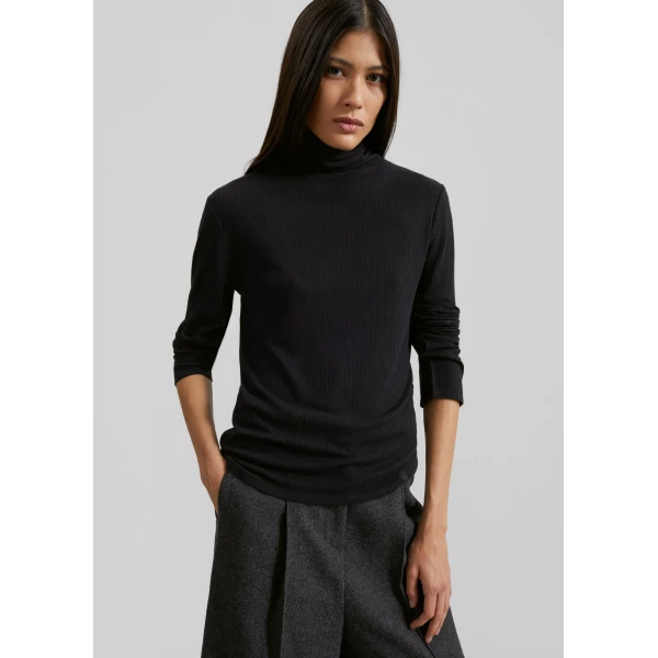 The Frankie Shop Loulou De Saison Gallinara Lds Second Skin Jersey Sweater - Black - Oversized Minimalist Knitwear in Black - Shop at Luxury Shoes 