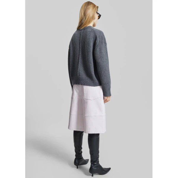 The Frankie Shop Loulou De Saison Pia Oversized Cashmere Sweater - Anthracite Melange - Oversized Minimalist Knitwear in Grey - Shop at Luxury Shoes 