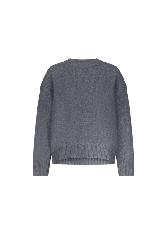 The Frankie Shop Loulou De Saison Pia Oversized Cashmere Sweater - Anthracite Melange - Oversized Minimalist Knitwear in Grey - Shop at Luxury Shoes 
