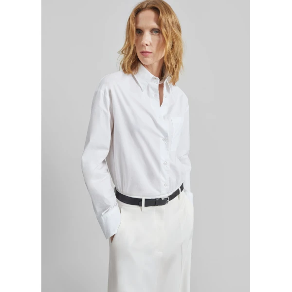 The Frankie Shop Lui Organic Cotton Shirt - White - Oversized Minimalist Tops in White - Shop at Luxury Shoes 