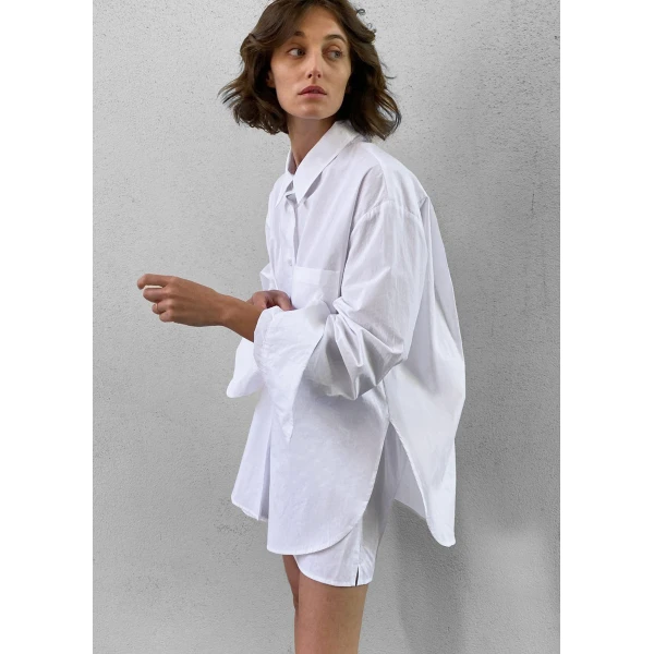 The Frankie Shop Lui Organic Cotton Shirt - White - Oversized Minimalist Tops in White - Shop at Luxury Shoes 