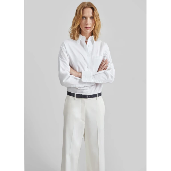The Frankie Shop Lui Organic Cotton Shirt - White - Oversized Minimalist Tops in White - Shop at Luxury Shoes 