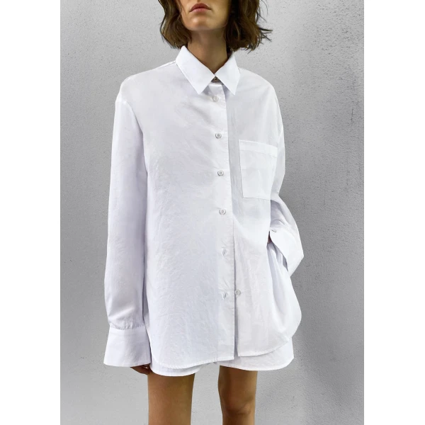 The Frankie Shop Lui Organic Cotton Shirt - White - Oversized Minimalist Tops in White - Shop at Luxury Shoes 