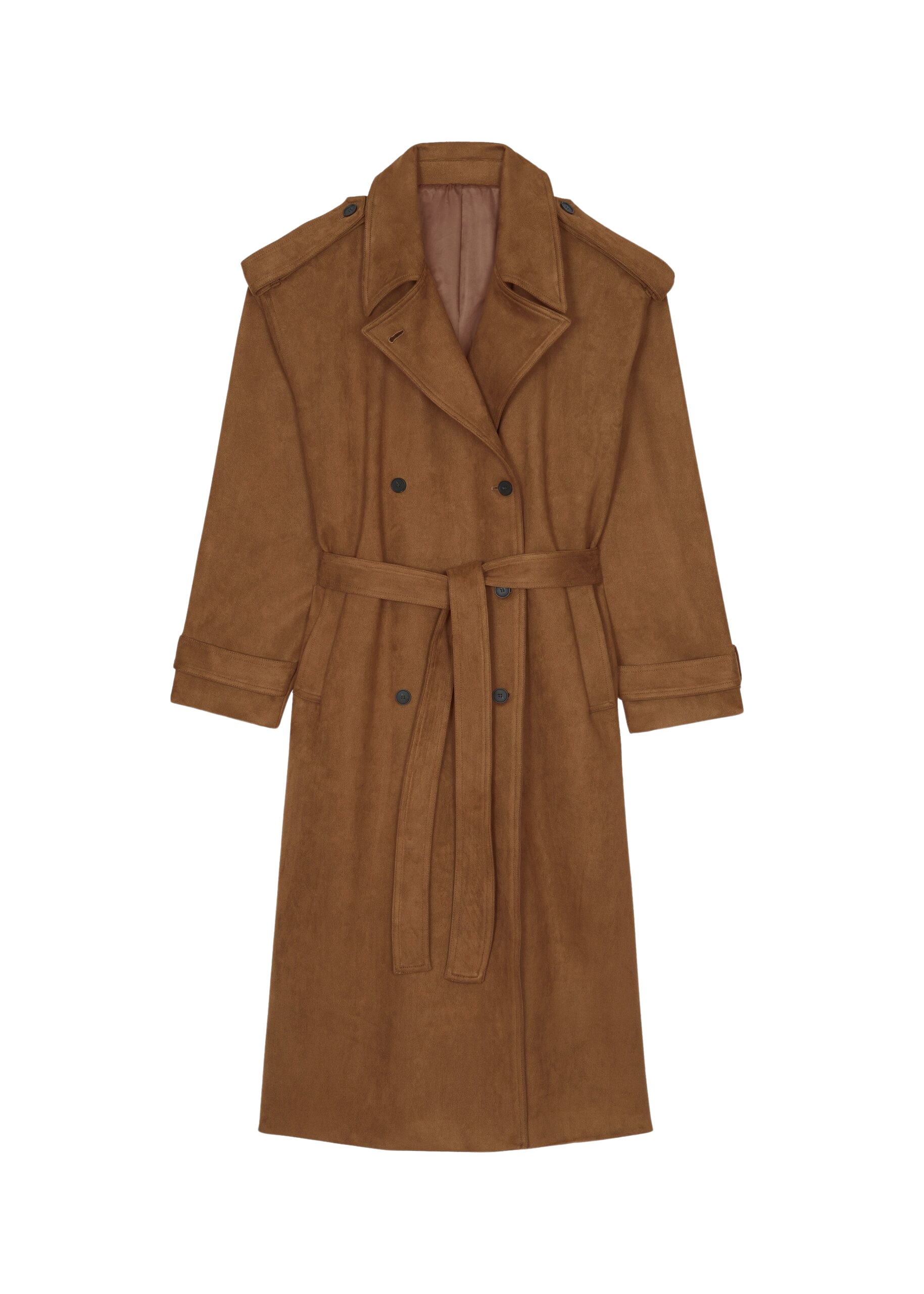 The Frankie Shop Lulea Faux Suede Trench Coat – Camel