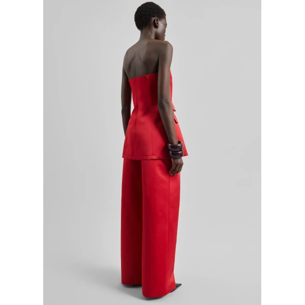 The Frankie Shop Luma Satin Bustier - Red - Oversized Minimalist Tops in Red - Shop at Luxury Shoes 
