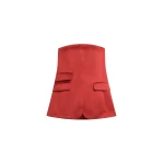 The Frankie Shop Luma Satin Bustier - Red - Oversized Minimalist Tops in Red - Shop at Luxury Shoes 
