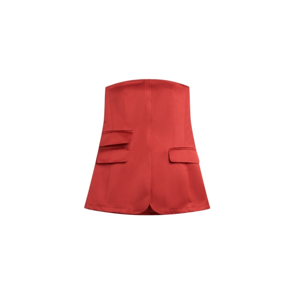 The Frankie Shop Luma Satin Bustier - Red - Oversized Minimalist Tops in Red - Shop at Luxury Shoes 