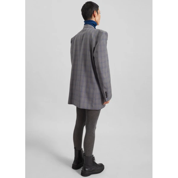 The Frankie Shop Marnay Padded Blazer - Grey Plaid - Oversized Minimalist Jackets in Grey - Shop at Luxury Shoes 