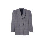 The Frankie Shop Marnay Padded Blazer - Grey Plaid - Oversized Minimalist Jackets in Grey - Shop at Luxury Shoes 