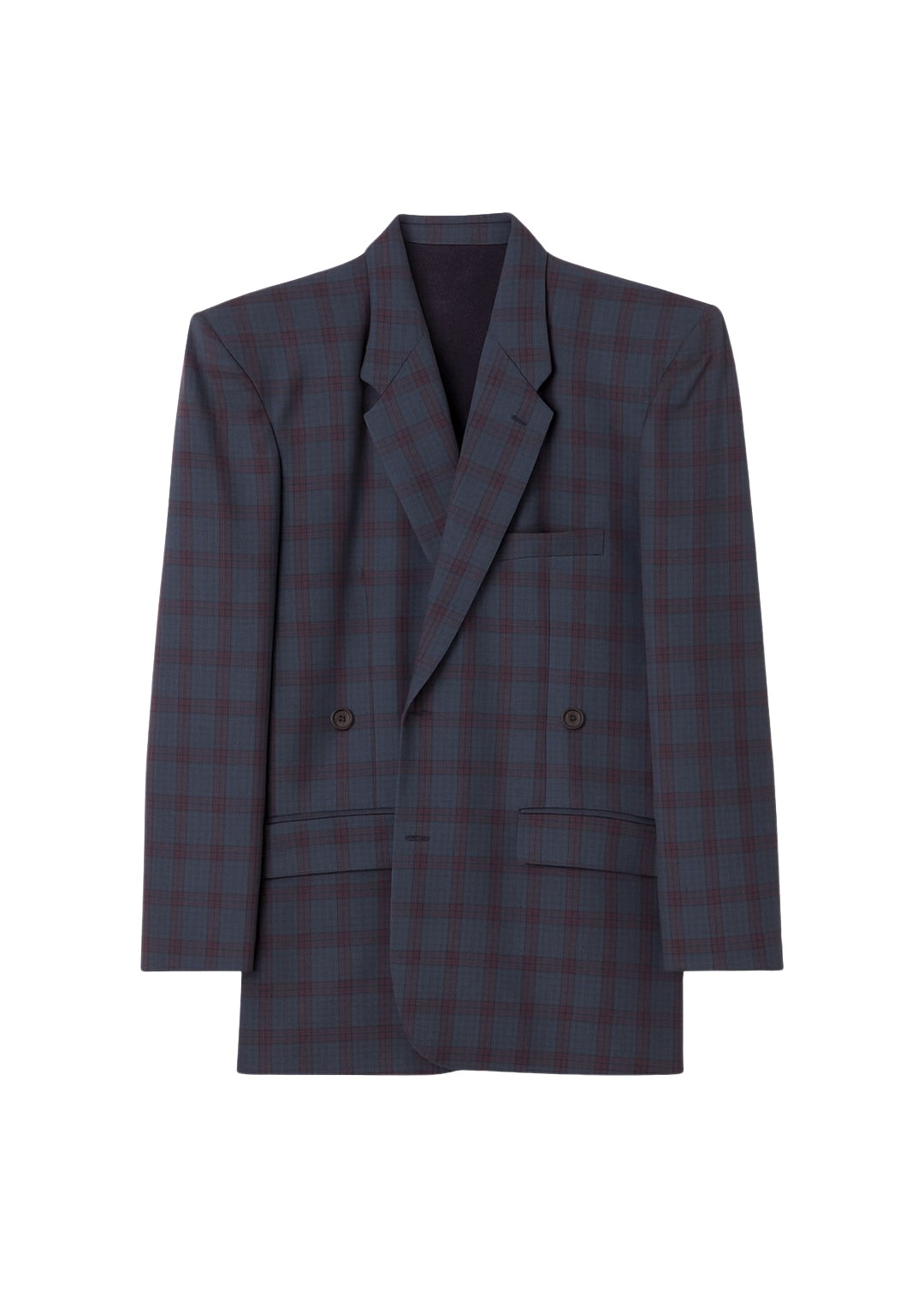 The-Frankie-Shop-Marnay-Padded-Blazer-Navy-Plaid-coveti-1130483_nobg The Frankie Shop Marnay Padded Blazer - Navy Plaid - Oversized Minimalist Jackets in Blue - Shop at Luxury Shoes