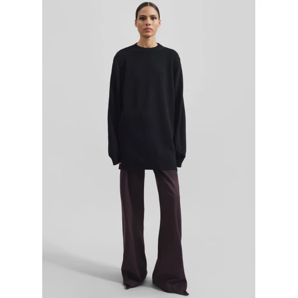 The Frankie Shop Maxime Knit Sweater Dress - Black - Oversized Minimalist Dresses in Black - Shop at Luxury Shoes 