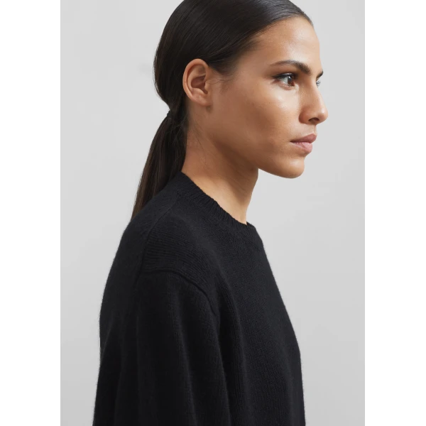 The Frankie Shop Maxime Knit Sweater Dress - Black - Oversized Minimalist Dresses in Black - Shop at Luxury Shoes 