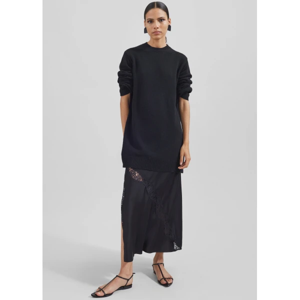 The Frankie Shop Maxime Knit Sweater Dress - Black - Oversized Minimalist Dresses in Black - Shop at Luxury Shoes 